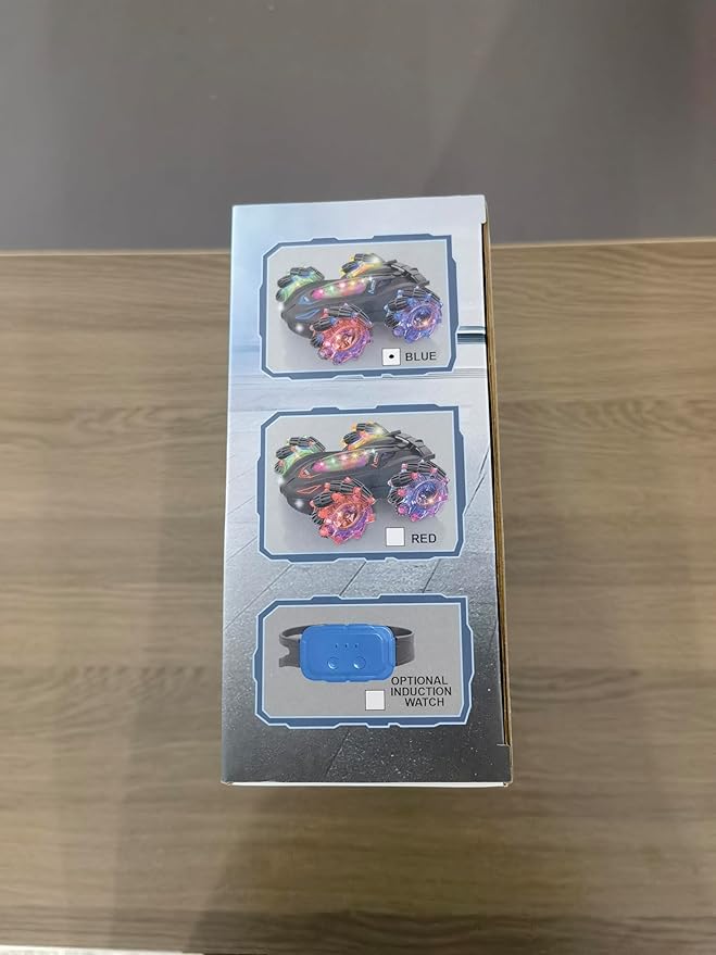 RC Cars Gesture Sensing Stunt Car, 360° Rotating Remote Control Car with Cool Light and Music, Spray Drift Hand Controlled Car, 2.4Ghz Rechargeable RC Car, Best Birthday Gifts for Boys 6-12 (Blue)