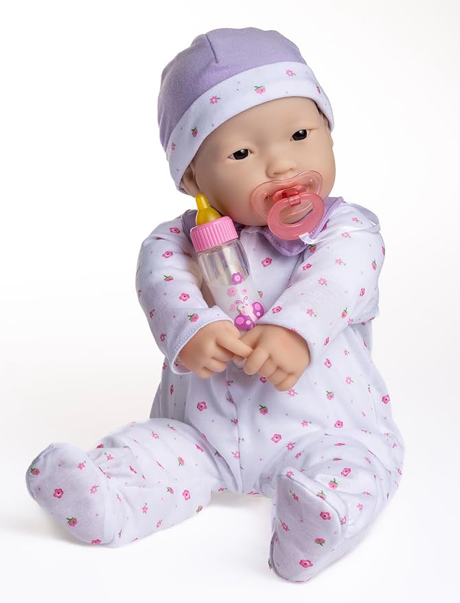 JC Toys - La Baby | Asian 20-inch Large Soft Body Baby Doll | Washable | Removable Purple Outfit w/ Hat and Pacifier | For Children 2 Years +