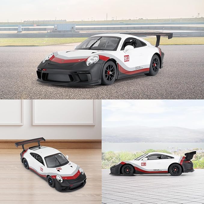 RASTAR RC 1/14 Porsche 911 GT3 Cup Remote Control Sports Car, Porsche Toy Car for Kids Drift RC Race Vehicle – White 2.4G