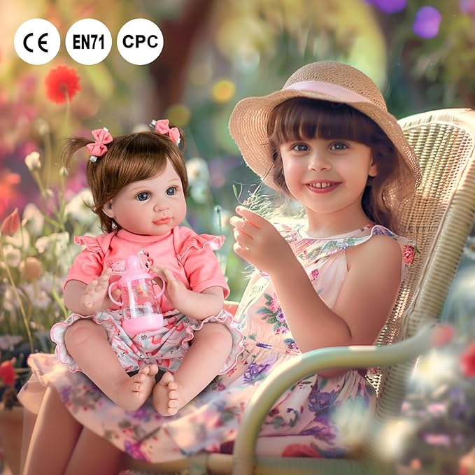 Aori Realistic Reborn Baby Doll Girls - 22 inch Real Life Newborn Baby Dolls, Adorable Lifelike Babies, Weighted Reborn Toddler Gifts Set for Kids Grandma