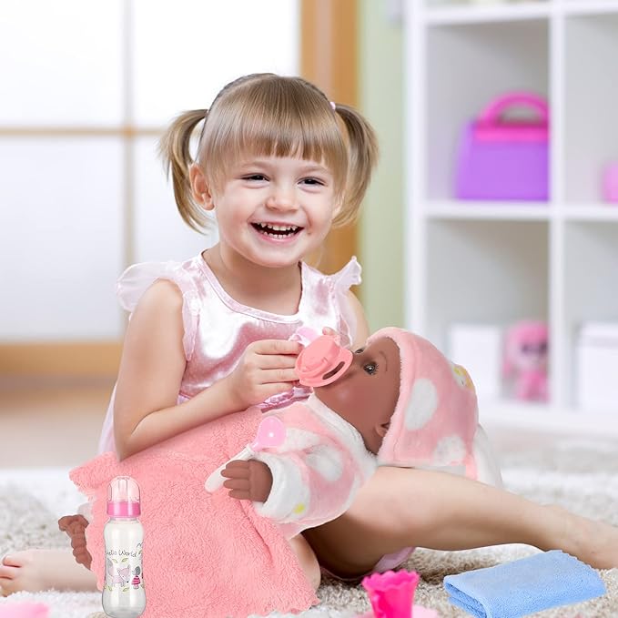 10 Pcs Realistic Twin Baby Dolls Toy Set Include 2 Pcs 12 Inch Baby Dolls, Feeding Set, Pacifiers, Doll Diapers, Bags, Milk Bottles Removable Outfit for Toddler Kids 6+ Gift(Black)