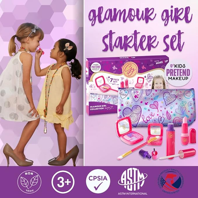 Pretend Play Kids Makeup Kit I Toddler Girl Toys Make Up Set with Cosmetic Bag I Toddler Makeup Kit for Toddler Vanity I Pretend Makeup Kit for Girls Gifts I Play Makeup Kit for 2 Year Old & Up