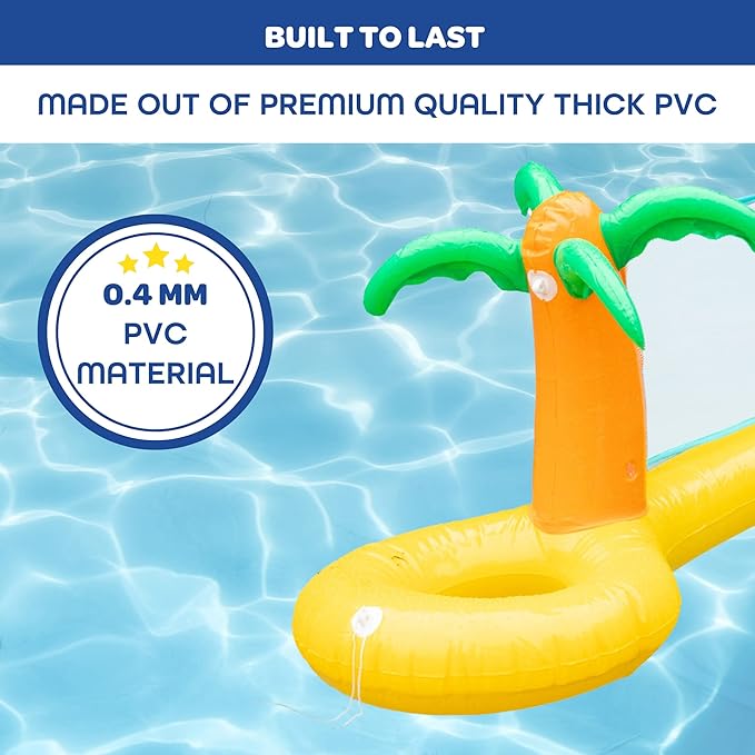 Giant Inflatable Palm Tree Volleyball Net Set w/Ball-12 ft Long Extra Large Size-Durable Thick PVC Material, Easy to Inflate- Outdoor/Backyard Pool Party, Fun Water Activity-Float, Kids Gift