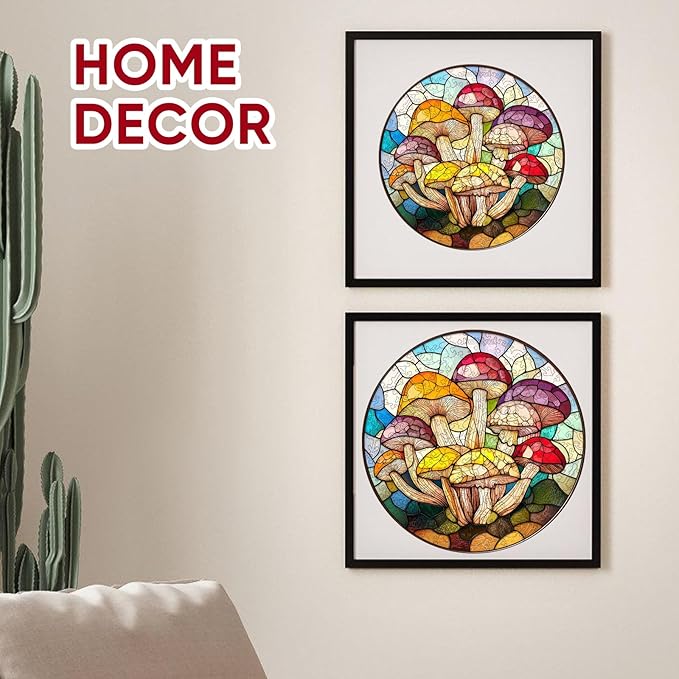 Colorful Mushroom 500 Pieces Wooden Jigsaw Puzzles for Adults with Unique Irregular Shape Family Puzzles for Kids and Adults on Birthday,Father's Day,Christmas 16.5”x16.5”