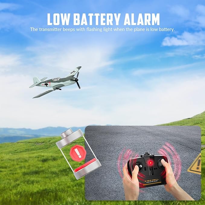 VOLANTEXRC RC Plane 3 Channel Remote Control Airplane Fighter Toys, 2.4GHz 6-axis Gyro Stabilizer RTF Glider Aircraft Plane, Easy to Fly for Adults Kids Beginners Boys (BF109)