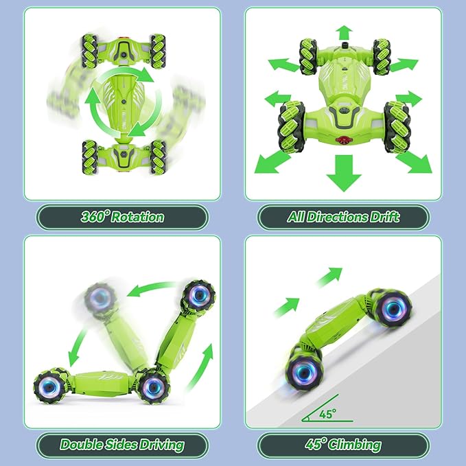 Dysaim Gesture RC Car, Birthday Gifts Toys for Boys 6-12 Year Old, 4WD Remote Control Car 360° Rotate Transform Drift RC Stunt Cars with Lights Music Sprayer, 2.4Ghz Hand Controlled