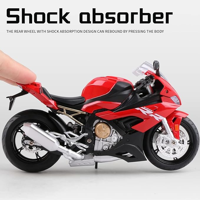 COOLPUR Die Cast Motorcycle Model for S1000RR, Realistic Motorcycle Model, 1:12 Scale Kids Moto Toy or Collection, Boyfriend,Young Peoples Gift(red)