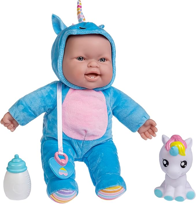 JC Toys Lots to Cuddle Babies 12-inch Small Soft Twin Baby Dolls Unicorn Theme| Washable | Pink and Blue | Includes Play Unicorns, Bottles, Pacifiers| for Children 12 Months +