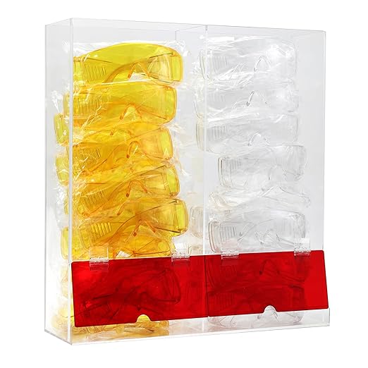 CiaoHER Large Wall Mount Acrylic Safety Glasses Dispenser, 2 Compartment