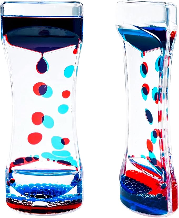 Sensory Toys for Relaxation: Motion Bubble Timer - Water Timer Fidget Toy for All Ages (Red & Blue, 1 Pack)