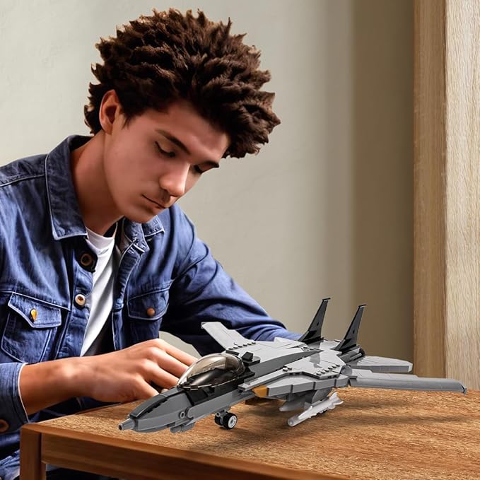 DAHONPA F-14D Fighter Tomcat Military Army Airplane Building Bricks Set with 1 Figure, 404 Pieces Air-Force Build Blocks Toy, Gift for Kid and Adult.