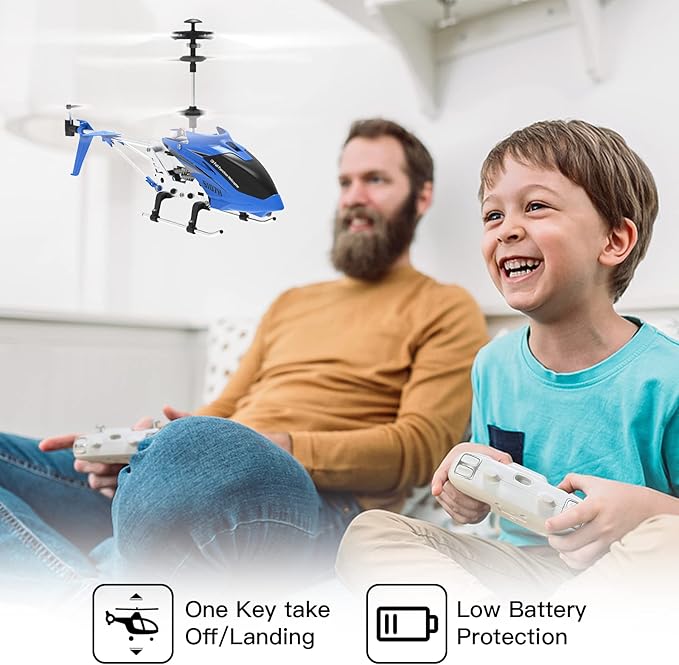 Cheerwing Remote Control Helicopter,SYMA S107H Mini RC Helicopter with Gyro,Altitude Hold, One Key Take Off/Landing for Adults Kids(Blue)