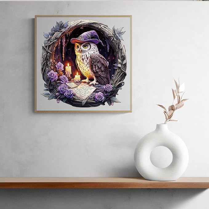 KAAYEE Wooden Puzzles for Adults 200 Pieces Wooden Owl Jigsaw Puzzles for Adult Wood Owl Puzzle Gifts for Mother's Day Adults Kids Animal Puzzle(11.4 * 11.4in)