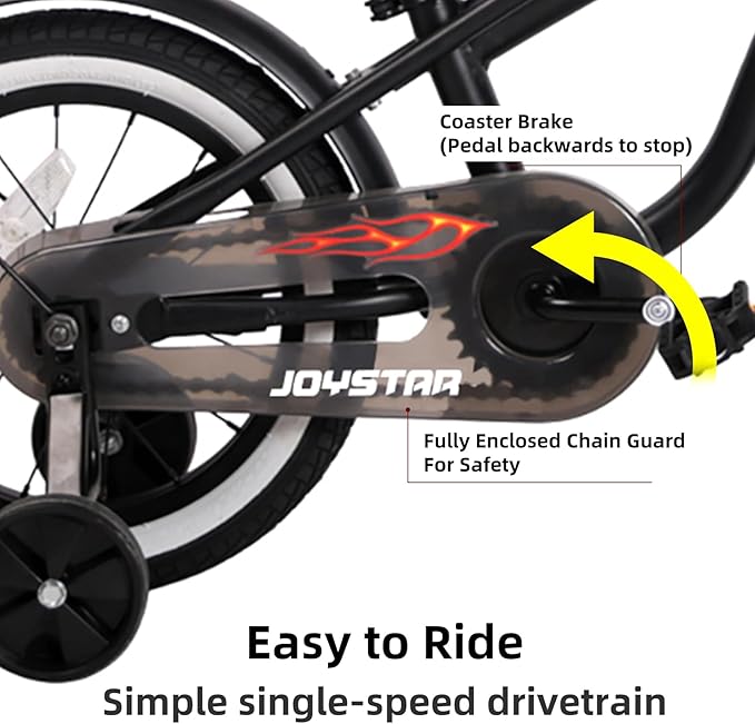 JOYSTAR 12 14 16 Inch Kids Cruiser Bike for Ages 2-7 Years Old Girls & Boys, Children's Bicycle with Training Wheels, Coaster Brake, Fenders & Adjustable Seat