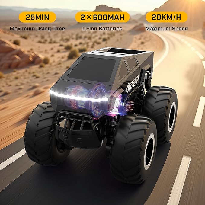 WayEee RC Car Kids Toys for Ages 6+, Remote Control Car Waterproof Monster Truck, Amphibious 4WD All Terrain Off-Road Pickup, 1:16 Scale, 2.4GHZ Vehicles, Boys Christmas Kids Birthday Gift/Black