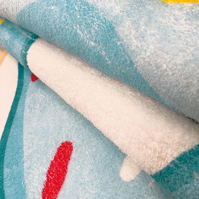 Kids Carpet Rug 5.2Ft Round Donut Bedroom Rug Circle Large Play Mat Playroom Area Rug for Boys Girls Nursery Classsroom Living Room Decor, Washable, Nonslip, Blue