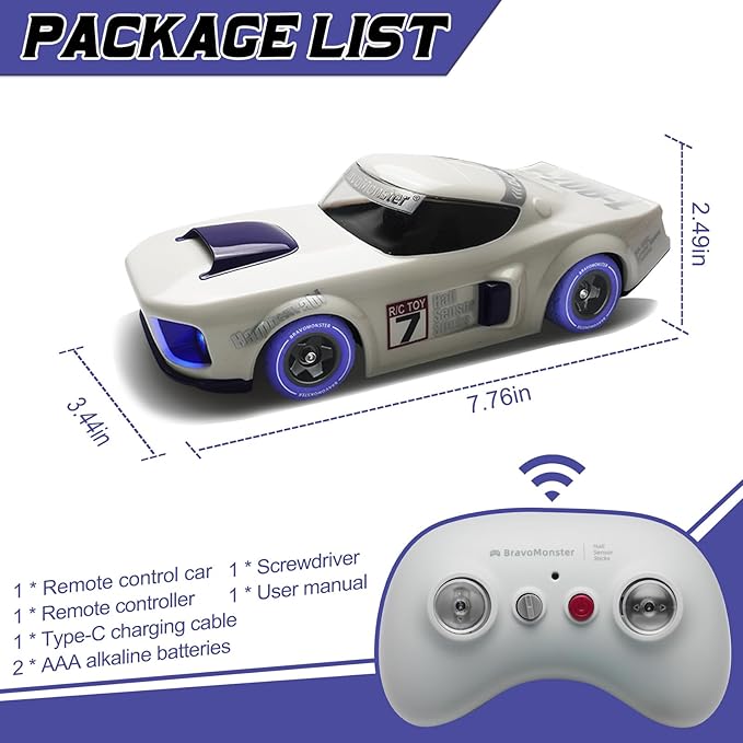 Remote Control Car 2.4GHz RC Drift Car RWD High Speed Model Muscle Car with Cool Lights, Sport Drifting & Steering Control Drift Racing Car, Gift for Adults Kids with Rechargeable Batteries