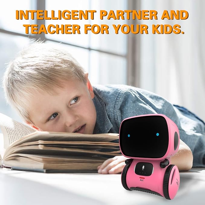 98K Kids Robot Toys for Girls and Boys, Voice Control and Touch Sensor Interactive Smart Talking Robots Intelligent Partner and Teacher with Singing, Dancing, Repeating, Toy Gifts for Kid Age 3 and Up