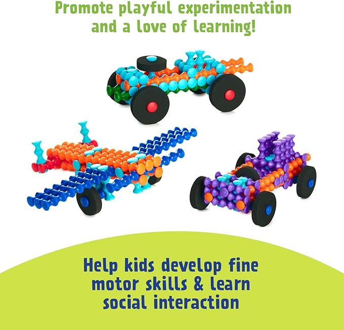 POPULAR PLAYTHINGS Playstix Vehicles Set Construction Toy Building Blocks 130 Piece Kit