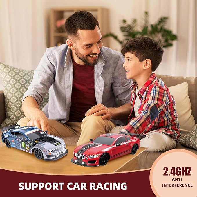 Remote Control Drift Car for Adults - 1/16 2.4GHz Small 4WD RC With LED Lights, Rechargeable Battery, and Drifting Tires - Toy for Boys and Kids