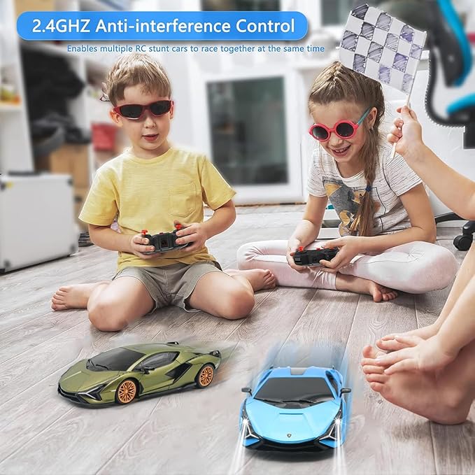 QUN XING Remote Control Car 1:24 Officially Licensed 2.4GHZ Rc Cars Lambo Sport Racing Toy Car for Kids Boys 4-7 Years Birthday Gift, Blue