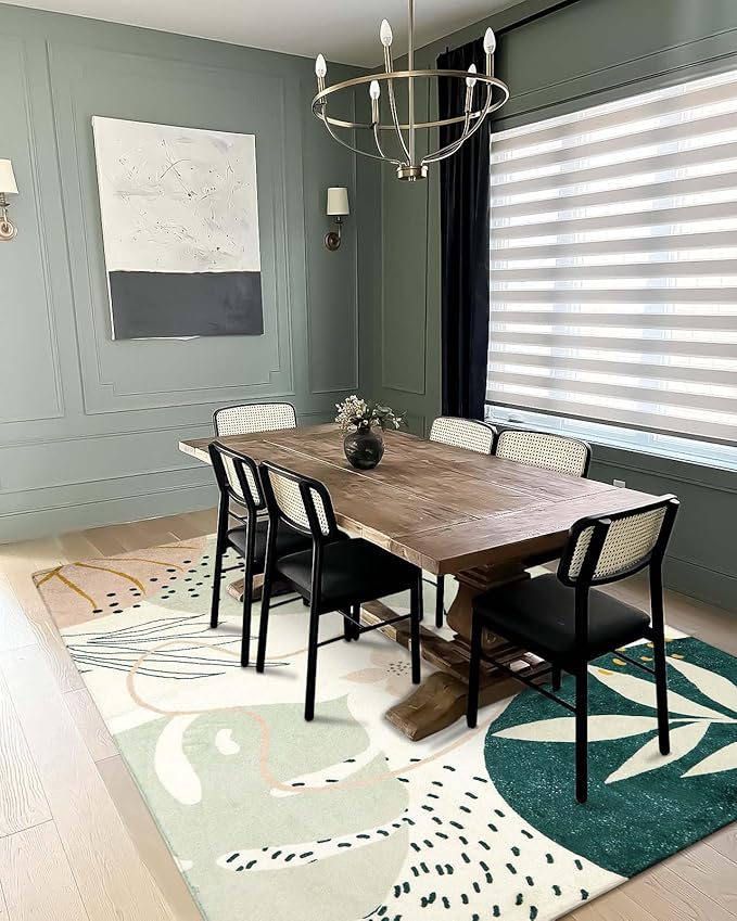 Lahome 4x6 Washable Lightweight Non-Slip Boho Botanical Print Rug - For Living Room, Bedroom, Dining Room