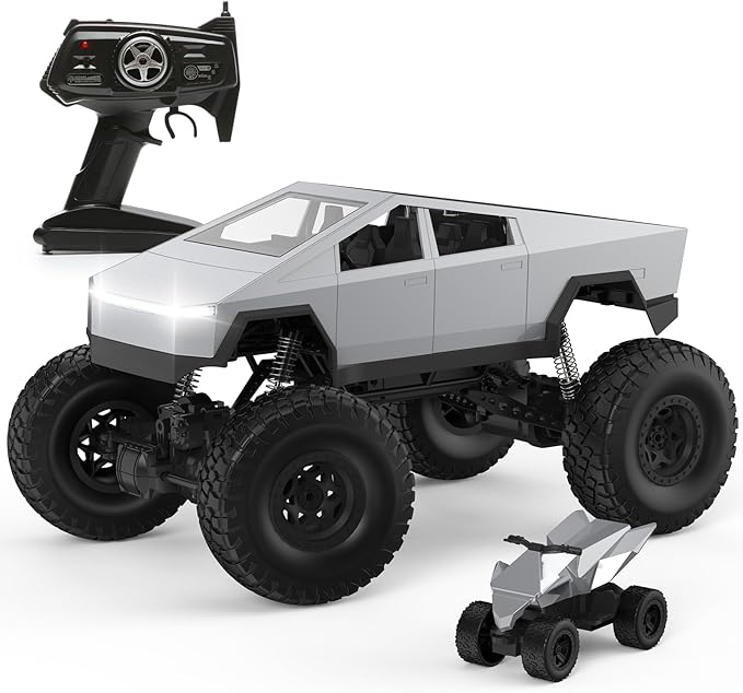 1:8 RC Car, Large Cyber Monster Truck Model 4WD with 2 Batteries and Dual Motors, LED Headlight,Off-Road RC Truck, 2.4GHz All Terrain Off Road Monster Truck for Boys Kids