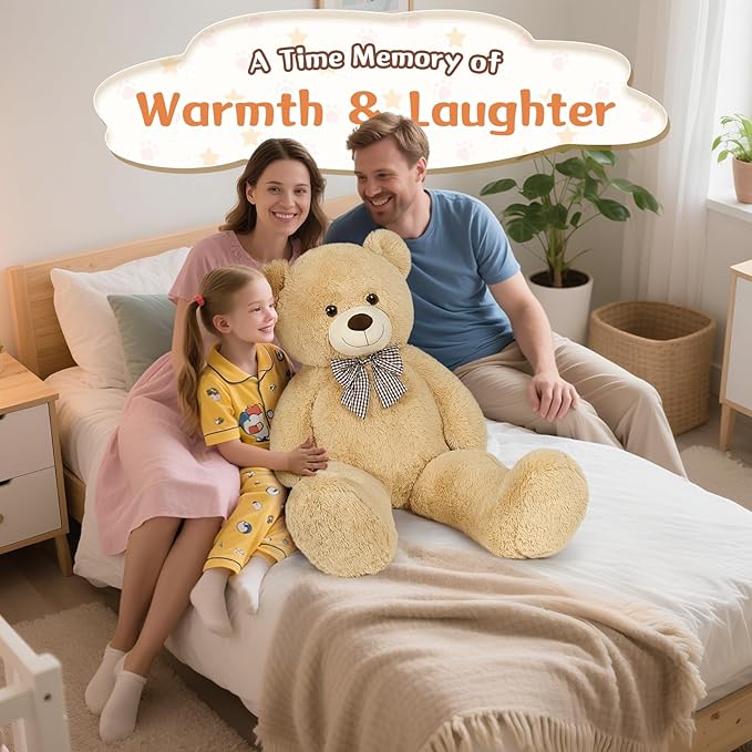 MorisMos Bow Tie Giant Teddy Bear 4 Feet, 47inch Stuffed Animal Big Teddy Bear Plush, Classic Girlfriend Boyfriend Gift, Brown