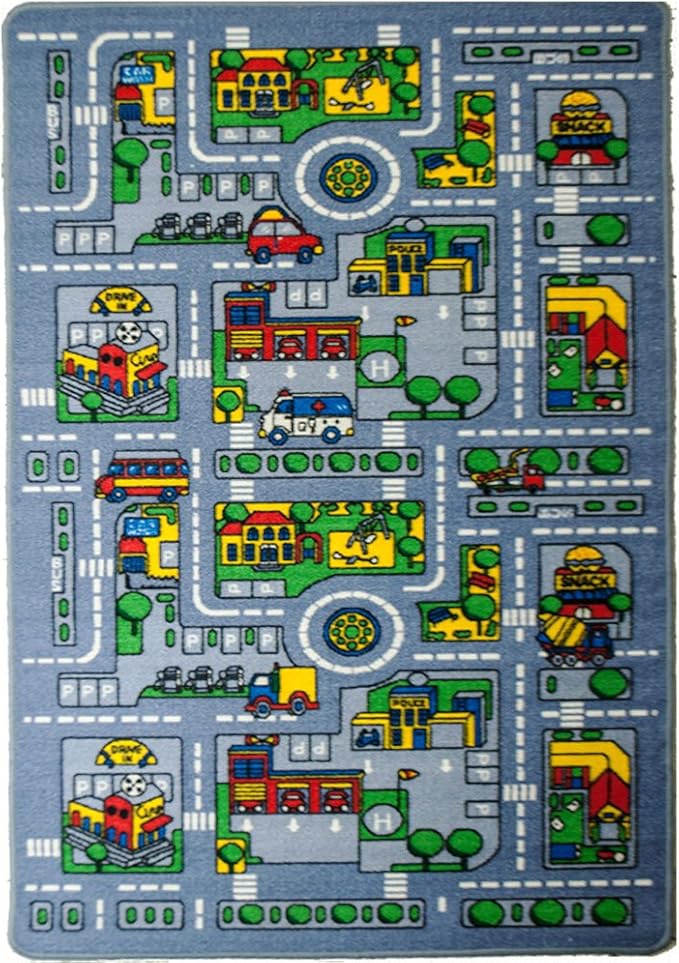Kids Rug City MAP Area Rug 8 x 11 Non Slip Gel Backing Size approximate: 7' feet 2" inch by 10' ft (7'2" X 10')