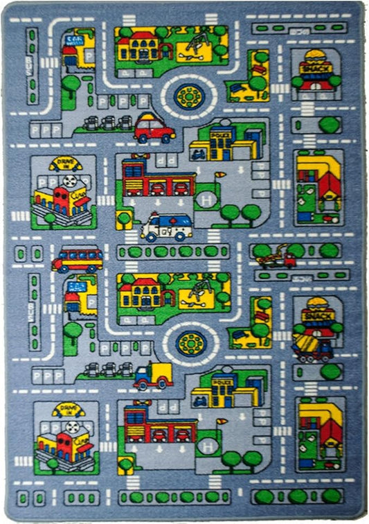 Kids Rug City MAP Area Rug 8 x 11 Non Slip Gel Backing Size approximate: 7' feet 2" inch by 10' ft (7'2" X 10')