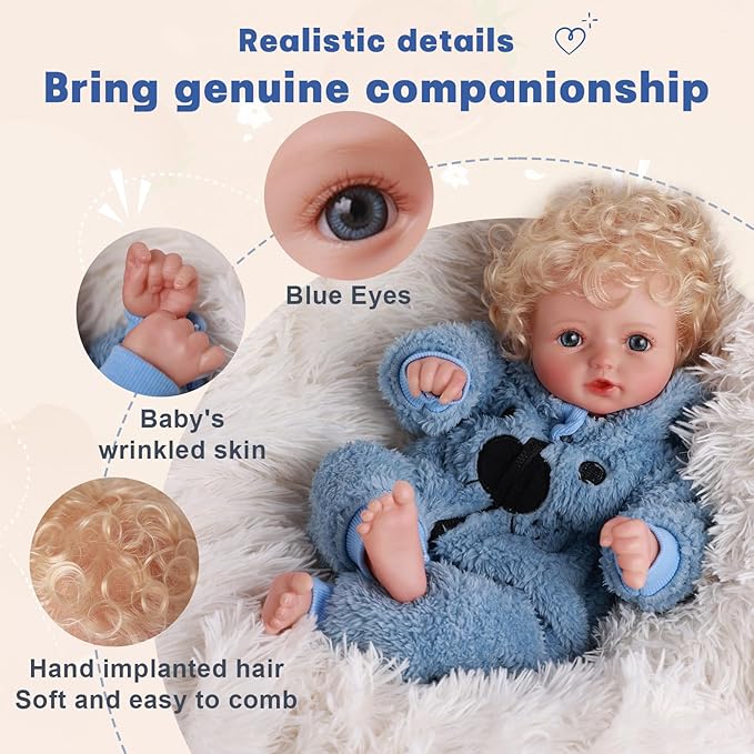 BABESIDE Lifelike Reborn Baby Dolls Tessa - 17 Inch Realistic-Newborn Baby Doll Soft Body Real Life Baby Dolls Vinyl Poseable Baby Boy with Feeding Kit Gift Box for Kids 3+