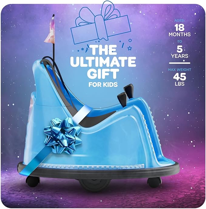 Bumper Buddy Ride On Electric Car for Kids & Toddlers, 12V 2-Speed, Ages 1 2 3 4 5 Year Old Boys - Remote Control, Baby Boy Riding Bumping Toy Gifts Cars, Toys Gift Toddler 12-18 Months Age Kid