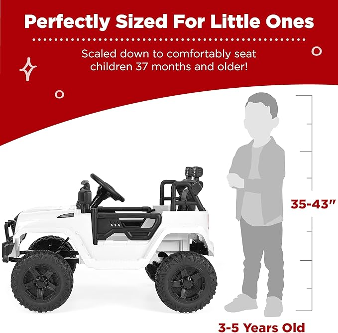 Best Choice Products 12V Kids Ride On Truck Car w/Parent Remote Control, Spring Suspension, LED Lights, AUX Port - White