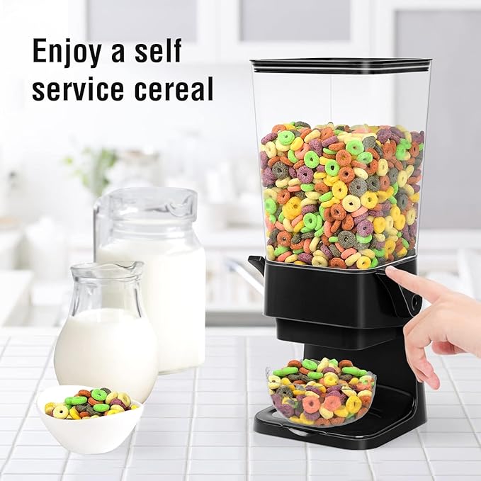 Cereal Dispenser Countertop Large Cereal Containers Storage Dispenser For Pantry Dry Food Dispenser Countertop Rice Candy Dispenser Machine For Snack,Nuts, Granola(Black,3 pack)