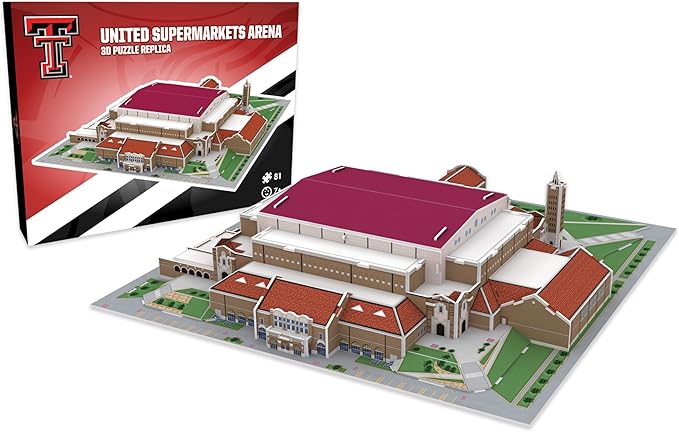 Pro Lion 3D Jigsaw Puzzle of Texas Tech Red Raiders Basketball Stadium - 81 Pieces | 2 Hour Build Time | Home of Texas Tech Basketball Team | NCAA Basketball Gifts for Boys, Men & Kids Aged 8 & Up
