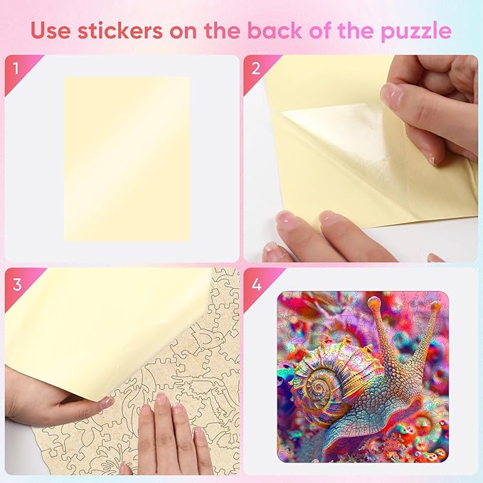 Wooden Jigsaw Puzzle for Adults and Kids Unique Shape Wood Colorful Beautiful Box Fun Challenge Brain Health Family Game Creative Gift for Friends Rompecabezas Madera(Pink Snail 200pcs)