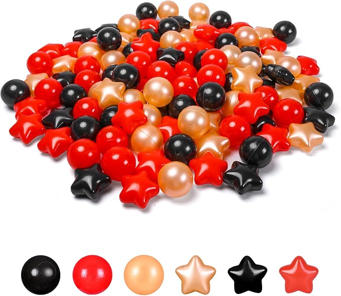 Ball Pit Balls and Stars, 100 200 500 Pieces Plastic Toy Balls for Kids Toddllers Baby Girls Ball Pits, Bounce House, Play Tent, Baby Pool Water Toys,Party Banner Props