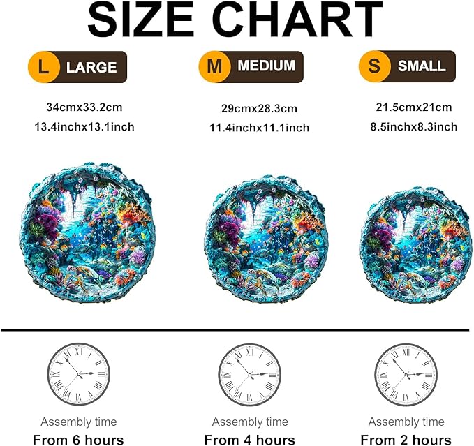 Wooden Puzzle for Adults-Wooden Puzzle Unique Shape Advanced 3D Seabed Wooden Jigsaw Puzzle for Adults and Kids,Best Gift,Wood Puzzles,Challenge Wooden Jigsaw Puzzle (M-11.4 * 11.1in-200pcs)