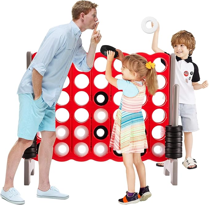 ARLIME Jumbo 4-to-Score Giant Game Set, Backyard Games for Kids & Adults, 4 in A Row W/Quick-Release Lever, 42 Build-in Rings Included, Jumbo Size for Outdoor & Outdoor Play