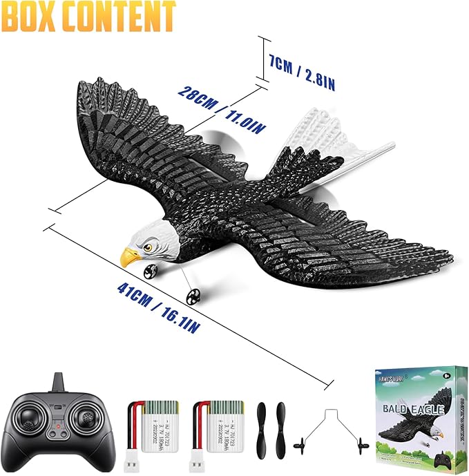 HAWK'S WORK RC Eagle, 2 CH RC Plane Ready to Fly, 2.4GHz Remote Control Airplane, Easy to Fly RC Glider for Kids & Beginners