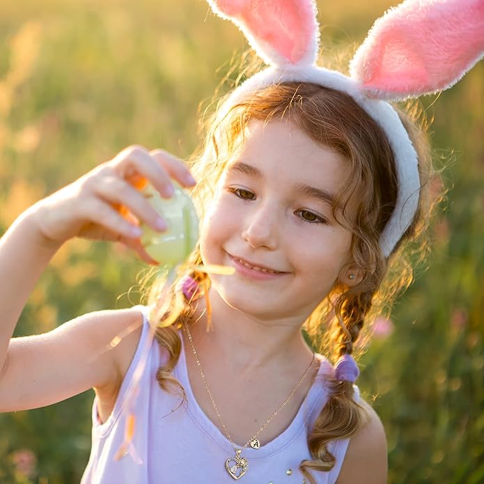 Necklace for Girls Kids Gifts - Colorful CZ Heart Initial Necklaces Unicorn Necklace for Girls Jewelry Birthday Graduation Gifts for Little Girl Kids