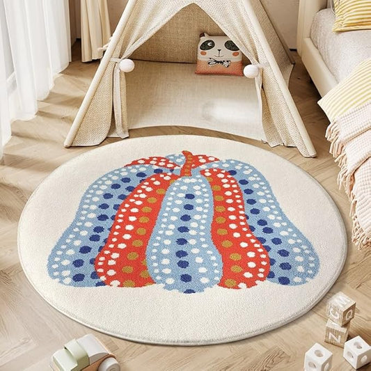 Poowe Kids Play Mat Baby Nursery Rug Round Educational Alphabet Soft Area Rug Non Slip for Children Toddlers Bedroom (Round 39.4", Fancy Pumpkin)