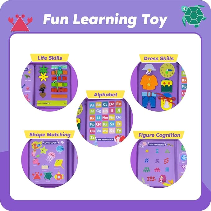 INKLAB Busy Board Montessori Toys for 1 2 3 4 Year Old, Sensory Toys for Toddlers 3+, Montessori Busy Book, First Birthday Gifts for Boys & Girls