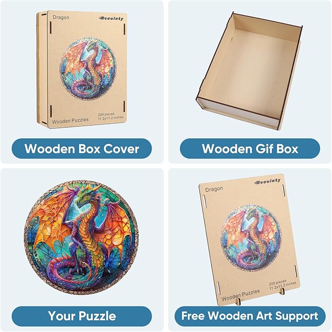 Wooden Puzzles for Adults, Winged Dinosaur Puzzle Color Challenge Jigsaw Puzzles 300 Piece Royal,12x12.6 in Thickened Unique Shapes Family Reunion Puzzle, Best Gift for Adults and Kids, Family Game