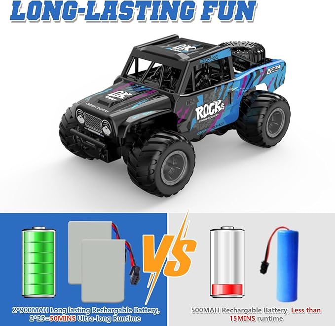 Q191 Remote Control Car & Monster Truck Toys for Boys 4-12 - 1/16 Scale Waterproof Amphibious 4WD RC Car w/ 2 Batteries (50 Min) - All-Terrain Indoor/Outdoor, Pool, Grass, Green