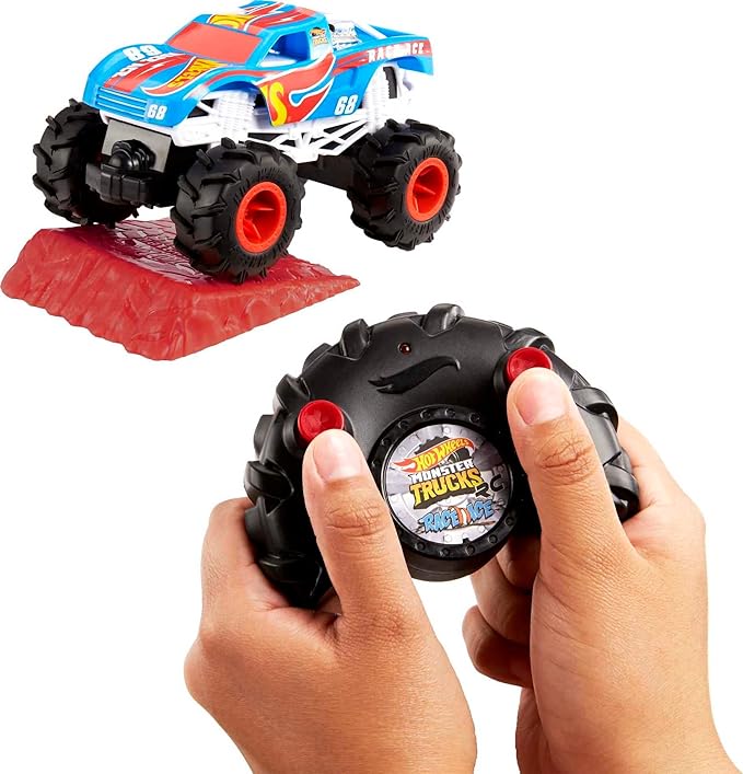 Hot Wheels RC Monster Trucks Race Ace 1:24 Scale, 1 Remote-Control Vehicle with Large Tires & All-Wheel Drive, Toy for Kids 4 Years Old & Up