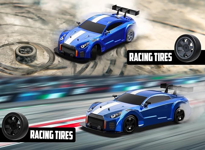 RACENT 1:16 RC Drift Car, 2.4Ghz 4WD 18KM/H Remote Control Car with Spray Mist, Racing and Drifting Wheels, LED Light, 2 Batteries, Sport Model Toys Vehicle for Kids, Boys, Adults