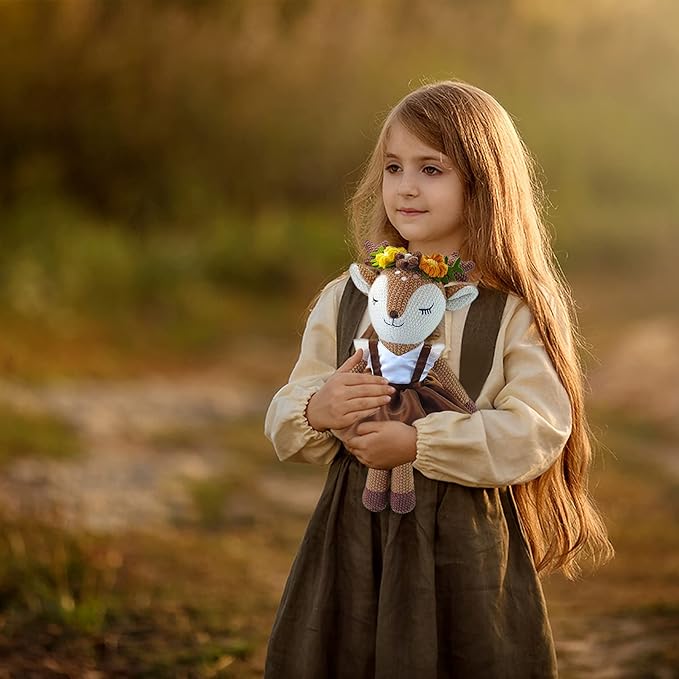 Deer Stuffed Animal, 17" Reindeer Plush Toys, Cute Stuffed Animals Deer Ballerina Doll, Stuffed Animals for Girls, Soft Plush Doll Animal Toy, Christmas Birthday Gifts for Baby Kids Girls