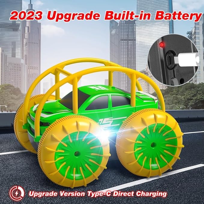 MaxTronic Amphibious Remote Control Car,Rechargeable RC Cars Toy 360° Flips Rotation Stunt Crawler 15KM/H 4WD All Terrain Outdoor Indoor Toy for Kids Boys Girls 3-12