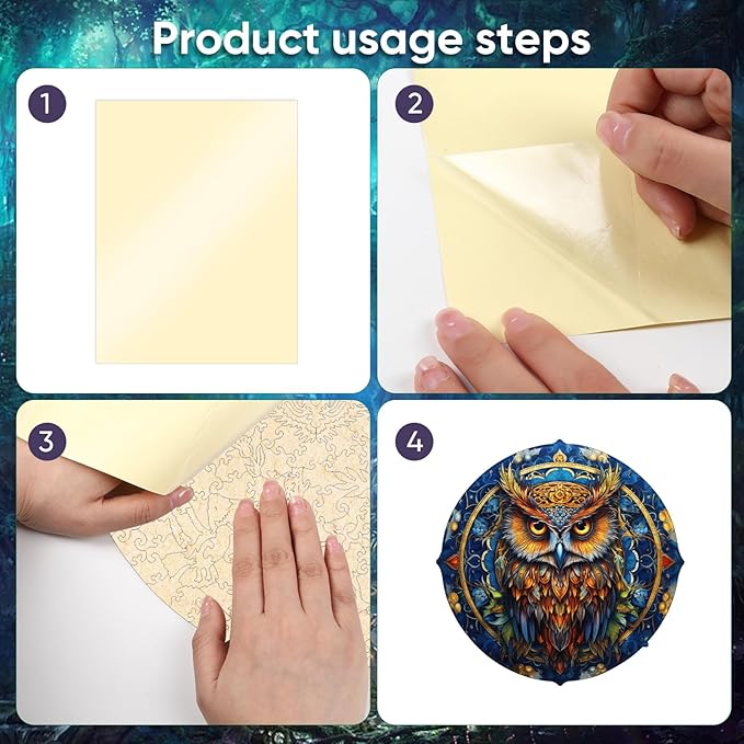 Royal Owl Wooden Jigsaw Puzzle for Adult and Kids 300 Pcs Unique Shape Multicolor Wood Storage Box Fun Challenge Brain Teaser Family Game Creative Gift for Friends Rompecabezas Madera